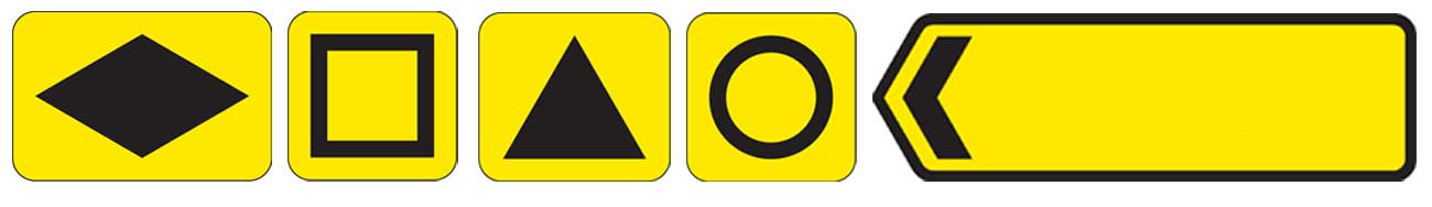 yellow diversion road signs